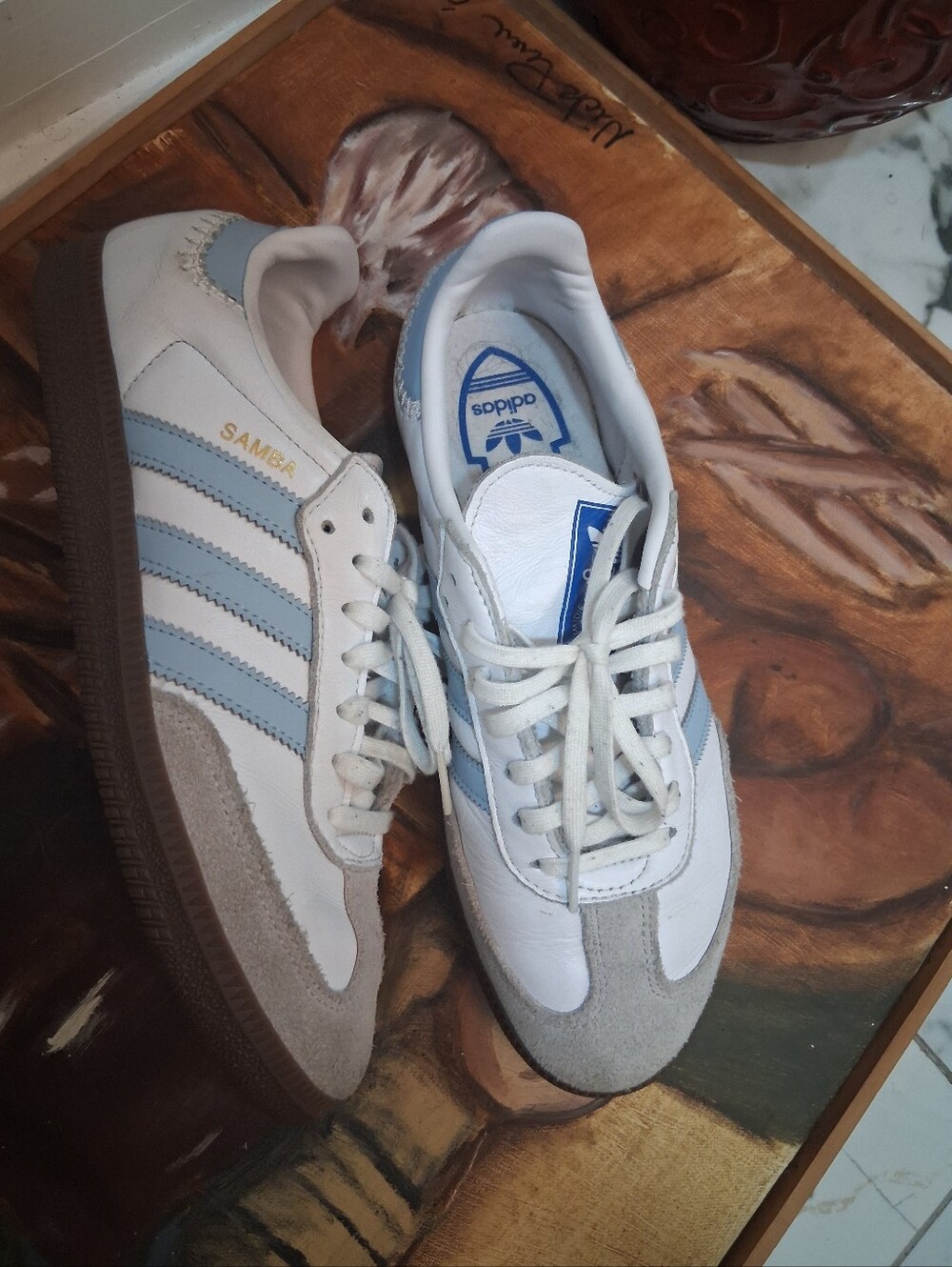 Adidas Samba White & Light Blue Sneakers - Picture 3 of 8